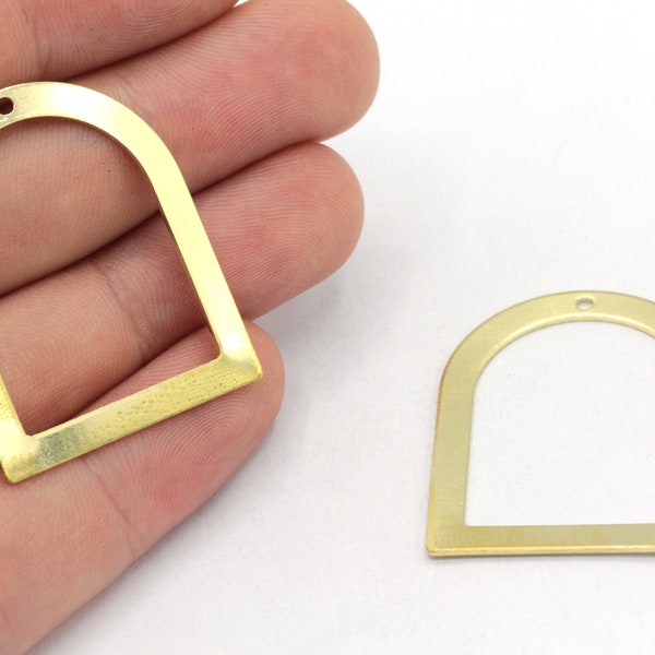 28x35mm Raw Brass Arch D Shape Charm, Geometric Charm, Large D Shape Charm, Earring Pendant, Earring Finding, Brass Findings, RW095