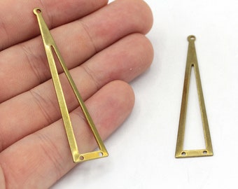 May include: Two gold-toned metal triangle pendant charms with a hole at the top and two holes at the bottom.