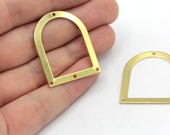 28x35mm Raw Brass Arch D Shape Charm, Geometric Charm, Large D Shape Charm, Earring Pendant, Earring Finding, Brass Findings, RW091