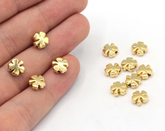 8 mm 24k glanzende vergulde klaverkralen, bladkralen, klaver spacer kralen, gouden kralen, klaver armbandbedel, vergulde bevindingen, GD268