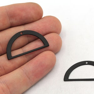 16x30mm Black Tiny Semi Circle Charm, Half Moon Charm, Geometric Charms, Earring Connectors, Earring Pendants, Black Plated Findings, MJ372