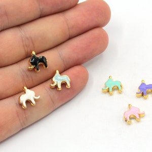 11mm 24k Shiny Gold Plated Enamel Elephant Charm, Tiny Mammoth Charm, Animal Charms, Elephant Beads, Gold Plated Findings, GD1167
