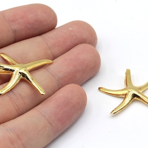 23x27mm 24k Shiny Gold Plated Starfish Necklace Charm, Large Starfish Pendant, Celestial Charm, Gold Charms, Gold Plated Findings, GD728