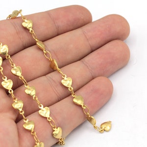 24k Shiny Gold Plated Tiny Heart Chain, Heart Link Chain, Heart Bar Chain, Choker Chain, Bulk Chain, Gold Chain, Gold Plated Chain, TM017