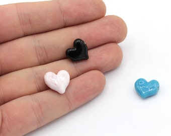 12x13mm Hand Made Murano Glass Mini Heart Beads, Love Beads, Murano Heart Bracelet Charm, Tiny Murano Charms, Murano Glass Findings, MRN09