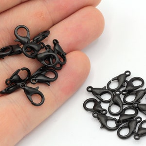 10 Pcs 12mm Black Plated Lobster Clasps, Claw Clasps, Lobster Claw Clasps, Chain Connector, Jewelry Clasp, Black Plated Findings, MJ278