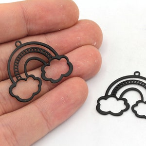 24x30mm Black Cloud Charm, Black Rainbow Charm, Celestial Pendant, Earring Pendant, Earring Finding, Black Plated Findings, BM292