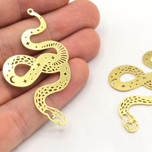 30x55mm Brass Large Snake Charm, Animal Pendant, Snake Earrings, Earring Pendants, Laser Cut Charm, Earring Findings, Brass Findings, MJ336