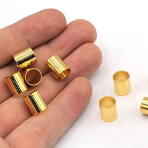 10x12mm Gold End Caps, Hole inner Size 9mm, Solid Gold End Caps, Bead Caps, Cones, Cord Tip Ends, Gold Plated Findings, RGW542