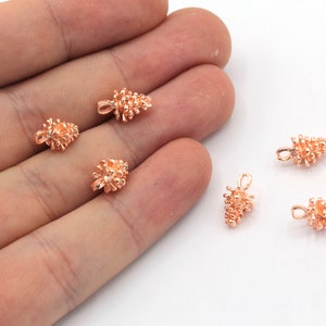 7x11mm Rose Gold Plated Mini Cone Charm, Tiny Pine Cone Charm, Rose Cone Beads, Earring Charms, Cone Bracelet, Rose Plated Findings, BM094