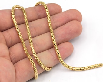 24k Shiny Gold Plated Snake Chain, Dainty Snake Chain, Choker Chain, Gold Snake Chain, Satellite Chain, Gold Plated Chain, TM026