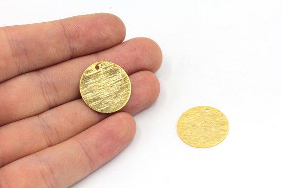 25mm 24k Shiny Gold Plated Large Round Charm, Gold Disc Charm