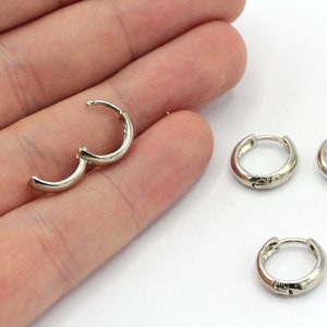 13mm Rhodium Plated Leverback Earring Clasps, Round Leverback Earring, Leverback Ear Wire, Hoop Earrings, Rhodium Plated Findings, EG1x4