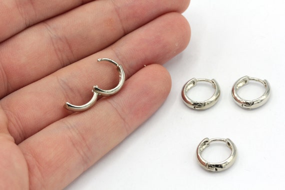 13mm Rhodium Plated Leverback Earring Clasps, Round Leverback Earring,  Leverback Ear Wire, Hoop Earrings, Rhodium Plated Findings, EG1x4