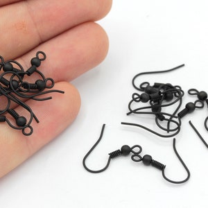 10 Pcs 17mm Matt Black Plated French Hook, Black Hook Earrings, Black Ear Wire, Black Earring, Ear Wire, Black Plated Findings, MJ70