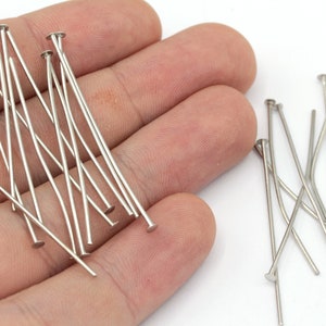 200Pcs Flat Head Pins for Jewelry Making 22mm Stainless Steel Flat Head  Pins Jewelry Head Pins 22 Gauge Silver 