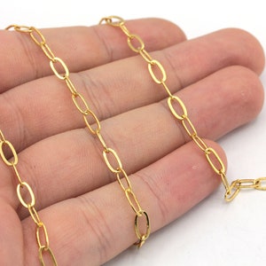 4x8mm 24k Shiny Gold Plated Paperclip Chain, Paperclip Link Chain, Cable Chain, Soldered Chain, Rectangular Chain, Gold Plated Chain, HC943