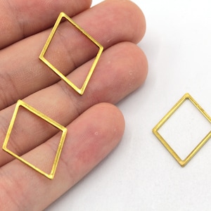 20x27mm Raw Brass Rhombus Charm, Rhombus Ring, Blank Diamond Connector, Earring Pendant, Earring Findings, Brass Findings, RW510