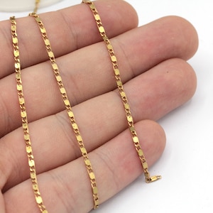 1.6 x 5 mm Rohmessing kleine Kabelkette, Messing Bar Kette, Messing Satelliten Kette, Gelötete Kette, Massenkette, Messingzubehör, Messingkette, HC003