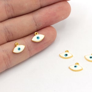 7x10mm 24k Shiny Gold Mini Evil Eye Charm, Emaille Evil Eye Charm, Gold Auge Charm, Evil Eye Perlen, Vergoldetes Zubehör, GD006