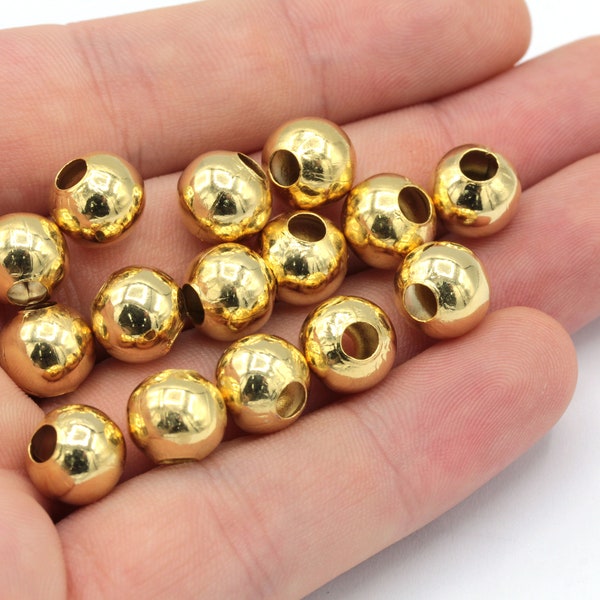 8mm 24k Shiny Gold Tiny Ball Beads , Ball Spacer Beads, Gold Ball Beads, Bracelet Connector, Bracelet Charm, Gold Plated Findings, GD346