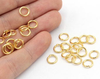 16 Ga 8mm 24k Shiny Gold Plated Jump Ring, Open Jump Ring, Gold Connector, Bulk Jump Ring, Tiny Jump Ring, Gold Plated Findings, MJ292