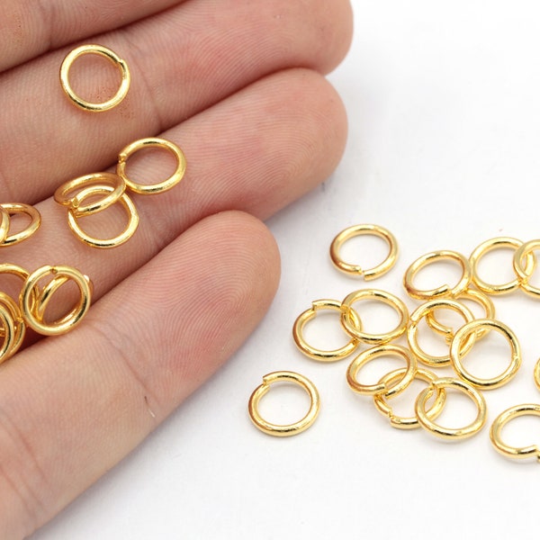 16 Ga 8mm 24k Shiny Gold Plated Jump Ring, Open Jump Ring, Gold Connector, Bulk Jump Ring, Tiny Jump Ring, Gold Plated Findings, MJ292