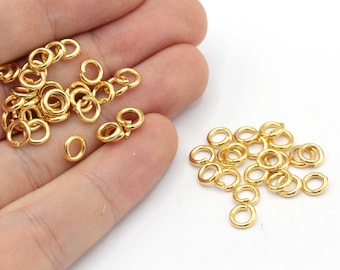 16 Ga 6mm 24k Shiny Gold Plated Jump Ring, Open Jump Ring, Gold Connector, Bulk Jump Ring, Tiny Jump Ring, Gold Plated Findings, MJ192