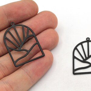 22x32mm Black Arch D Charm, Geometric Charm, D Shape Charm, Earring Findings, Black Earring Pendants, Black Plated Findings, MJ351