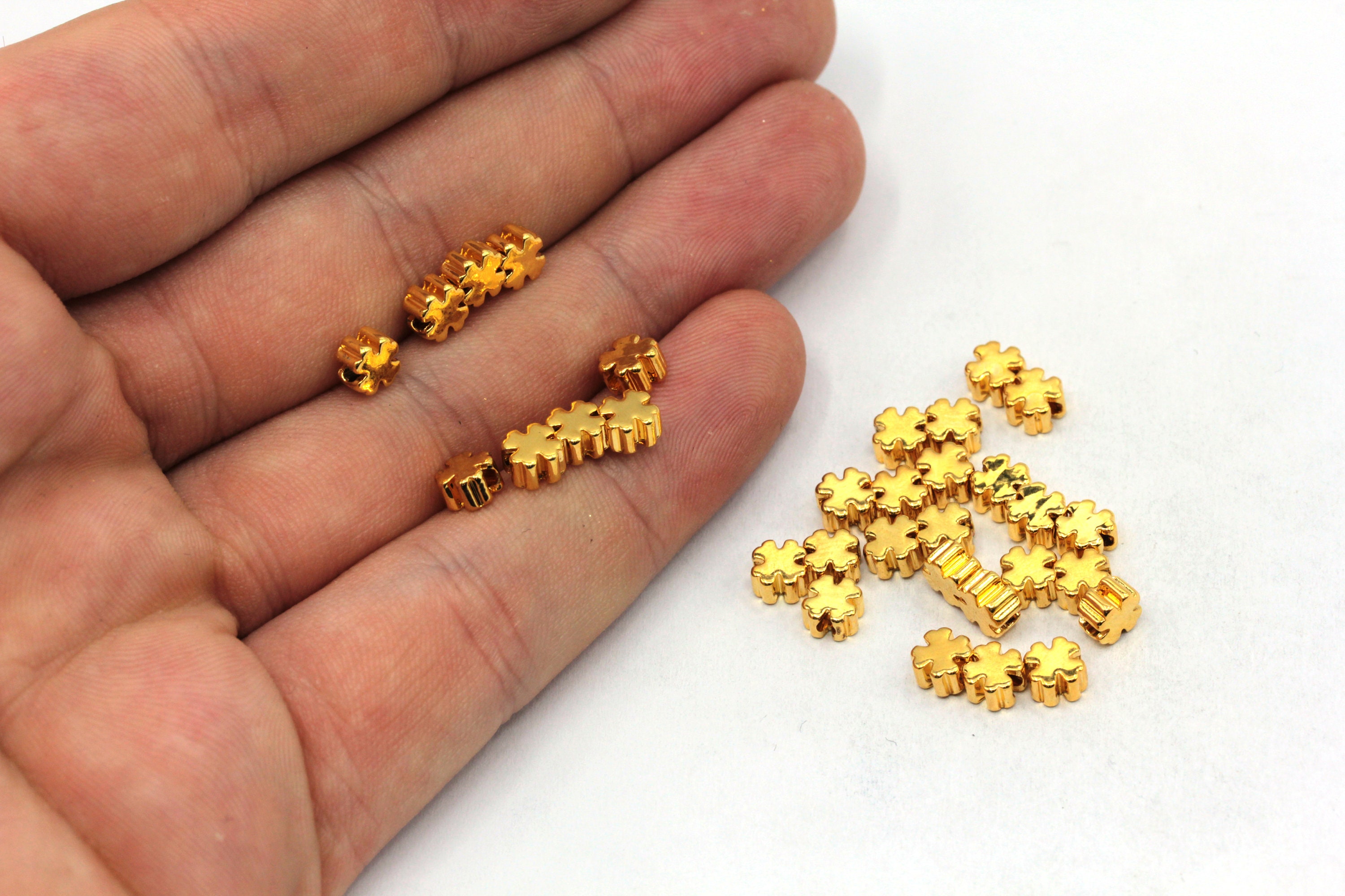 5mm 24k Shiny Gold Mini Clover Beads, Tiny Bracelet Beads, Gold Clover Charm, Mini Beads, Clover Spacer Beads, Gold Plated Findings, GD927