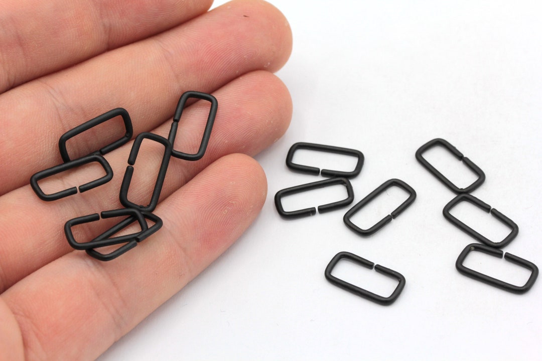 7x15mm Black Rectangle Jump Ring, Open Jump Ring, Rectangle Connector ...
