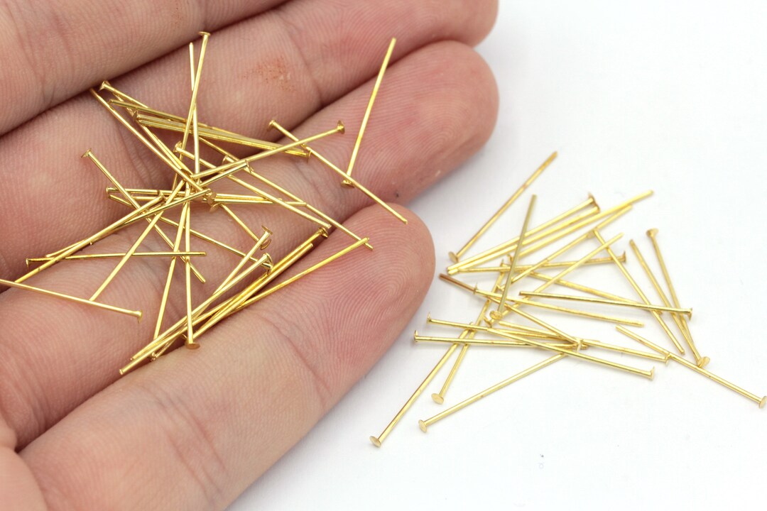 125 Pcs 20 Ga 20mm Brass Flat Head Pin, Gold Tone Flat Head Pin, Head