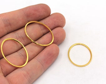 21x28mm Gold Plated Oval Charm, Oval Closed Ring, Blank Oval Connector, Earring Pendant, Earring Findings, Gold Plated Findings, RGW506