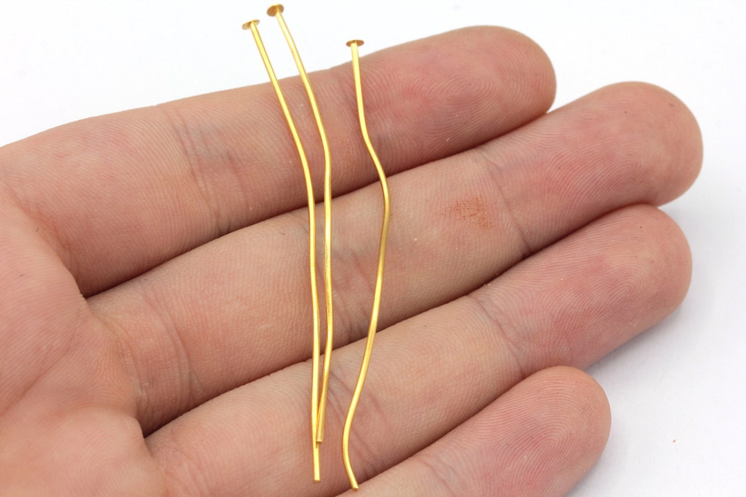 50 Pcs 20 Ga 60mm 24k Shiny Gold Flat Head Pin, Gold Flat Head Pin