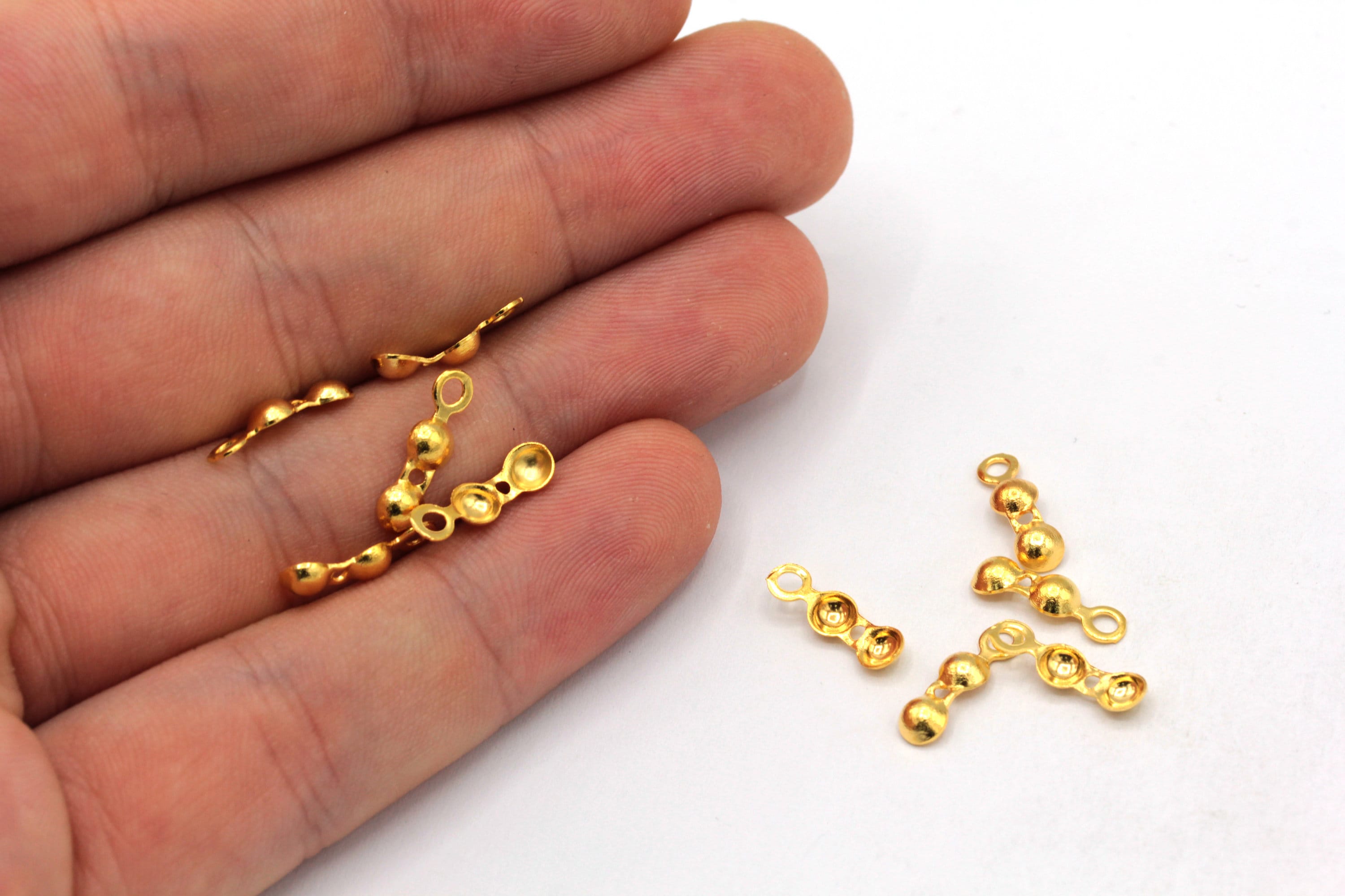 10 Pcs 4x13mm 24k Shiny Crimp Beads, Ball Chain Clasp, Gold Ball Chain Connector, Bead Tips, Gold Plated Findings, MJ024