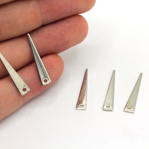 5x24mm Rhodium Plated Mini Triangle Charm, Geometric Charm, Tiny Triangle Charm, Earring Pendant, Earring Finding, Rhodium Findings, RWR062