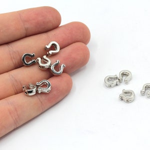 7x8mm Rhodium Horseshoe Beads, Good Lucky Charm, Horseshoe Spacer Beads, Horseshoe Bracelet Charm, Rhodium Plated Findings, GD1065