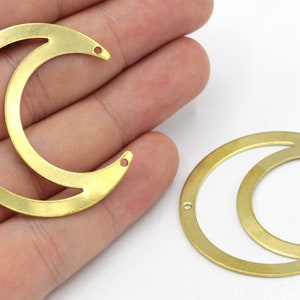 16x42mm Brass Large Moon Charm, Moon Connector, Celestial Charm, Earring Connector, Earring Pendant, Earring Findings, Brass Findings, RW024