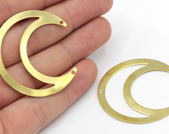 16x42mm Brass Large Moon Charm, Moon Connector, Celestial Charm, Earring Connector, Earring Pendant, Earring Findings, Brass Findings, RW024