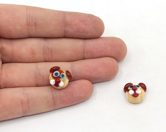 17x18mm Hand Made Murano Glass Dog Beads, Murano Dog Charm, Murano Animal Beads, Tiny Murano Charms, Murano Glass Findings, MRN021