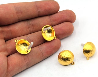 Orecchini a perno rotondi martellati in oro opaco con passante, orecchini a perno con cerchio in oro, orecchini a perno in oro, accessori placcati in oro, GD11057