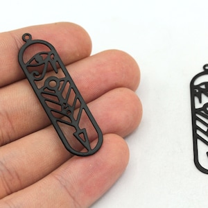 12x44mm Black Egypt Bar Charm, Geometric Charm, Black Charms, Black Laser Charms, Black Earring Pendants, Black Plated Findings, MJ347