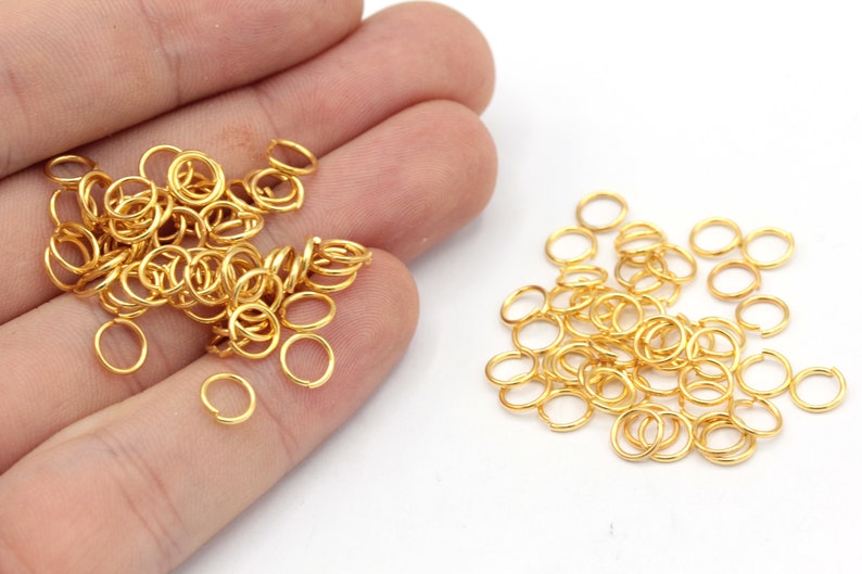 20 Ga 6mm 24k Shiny Gold Plated Jump Ring, Open Jump Ring, Gold Connector, Bulk Jump Ring, Tiny Jump Ring, Gold Plated Findings, MJ188 image 1