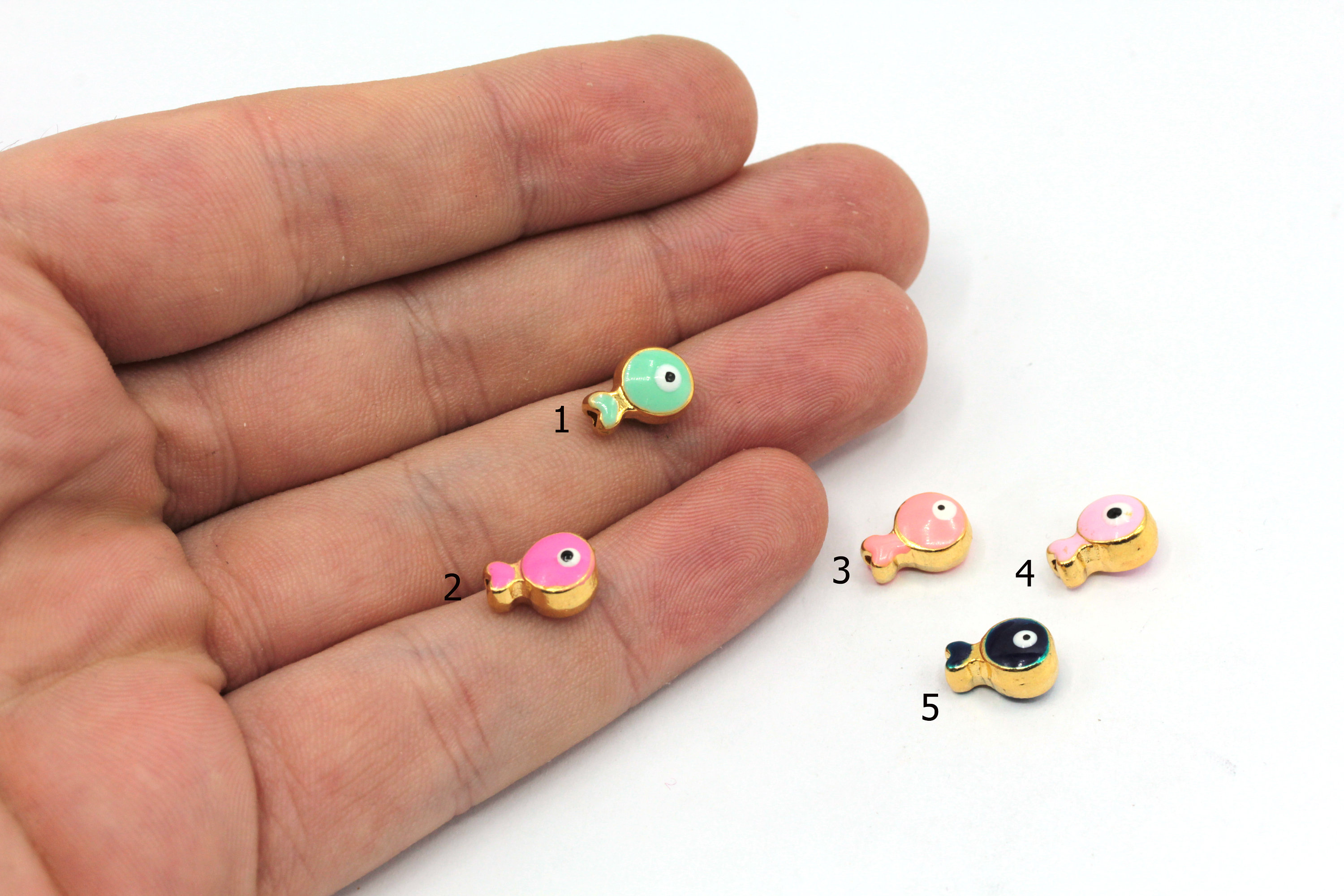 7x10mm 24k Shiny Gold Enamel Fish Bracelet Beads, Gold Fish Beads, Fish Spacer Beads, Bracelet Charm, Gold Plated Findings, GD768