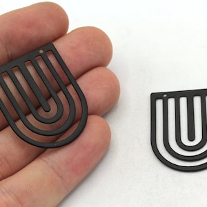 26x32mm Black Arch D Charm, Geometric Charm, D Shape Charm, Earring Pendants, Black Charms, Earring Findings, Black Plated Findings, MJ368