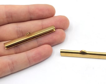 45mm Brass Ribbon Clasps, Crimp End Caps, Ribbon Claws, Crimp Ends, Connector, Ribbon End Crimps, Brass Cord End Caps, Brass Findings, RW491