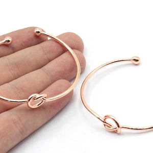 Rose Gold Plated Adjustable Knot Bracelet, Cuff Bracelet, ,  Bridesmaid Bracelet, Rose Gold Bangle Bracelet, Rose Gold Plated Findings