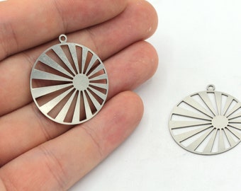 27 x 30 mm Médaillon en acier inoxydable, pendentif céleste, breloque soleil, breloque soleil en acier, accessoires de boucle d'oreille, accessoires en acier, BM221