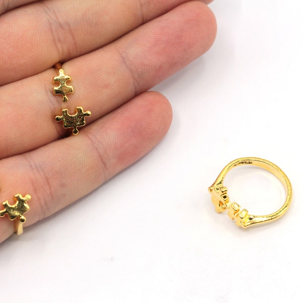 16-17mm 24k Shiny Gold Plated Adjustable Puzzle Ring, Gold Puzzle Rings, Puzzle Open Ring, Rings For Women, Gold Plated Rings, GR017