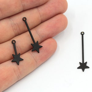 Black Plated Star Stick Charm, Textured Stick Charm, Star Stick Bar Charm, Star Bar Charm, Earring Pendants, Black Plated Findings, BM202